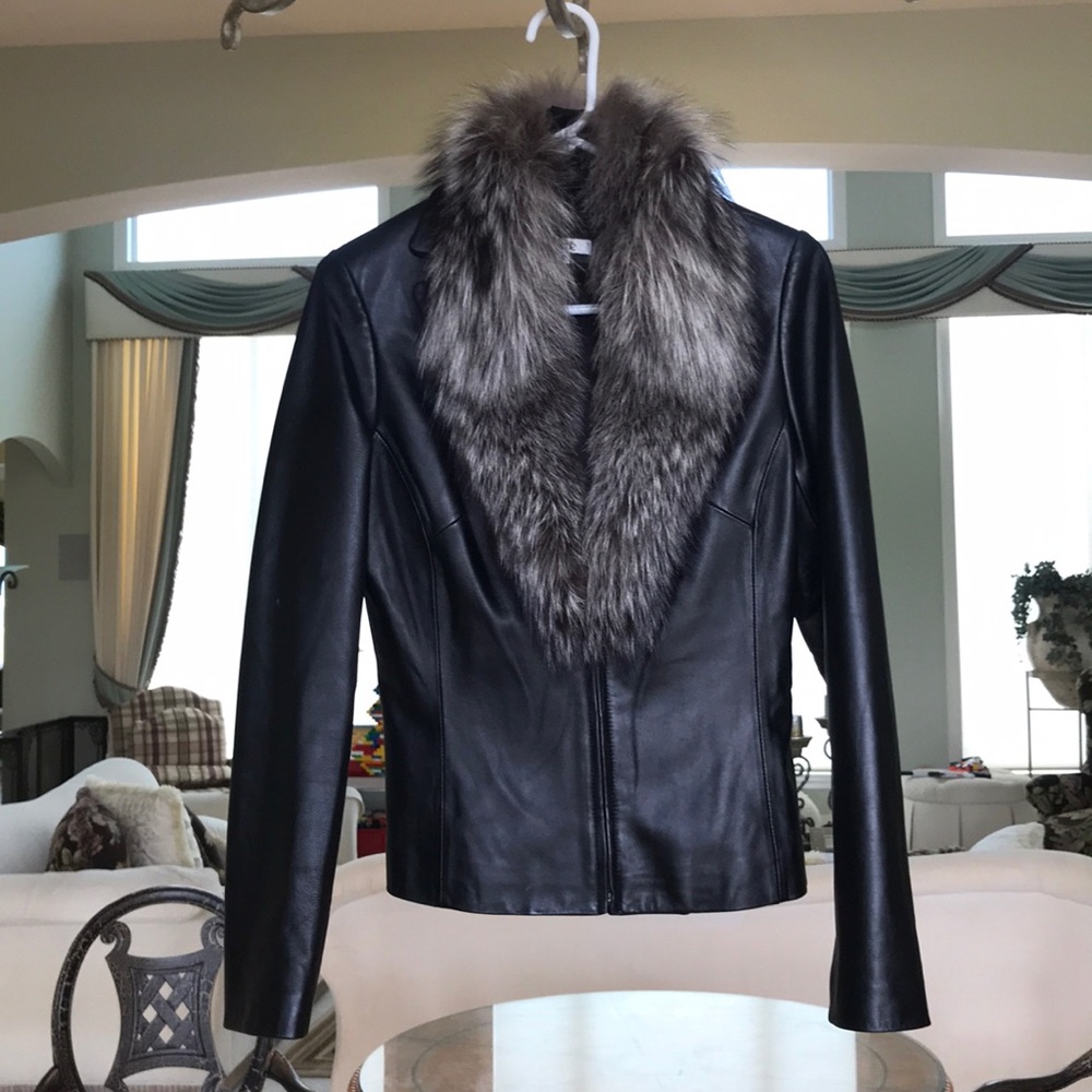 Leather Jacket w/ removable Fur Collar